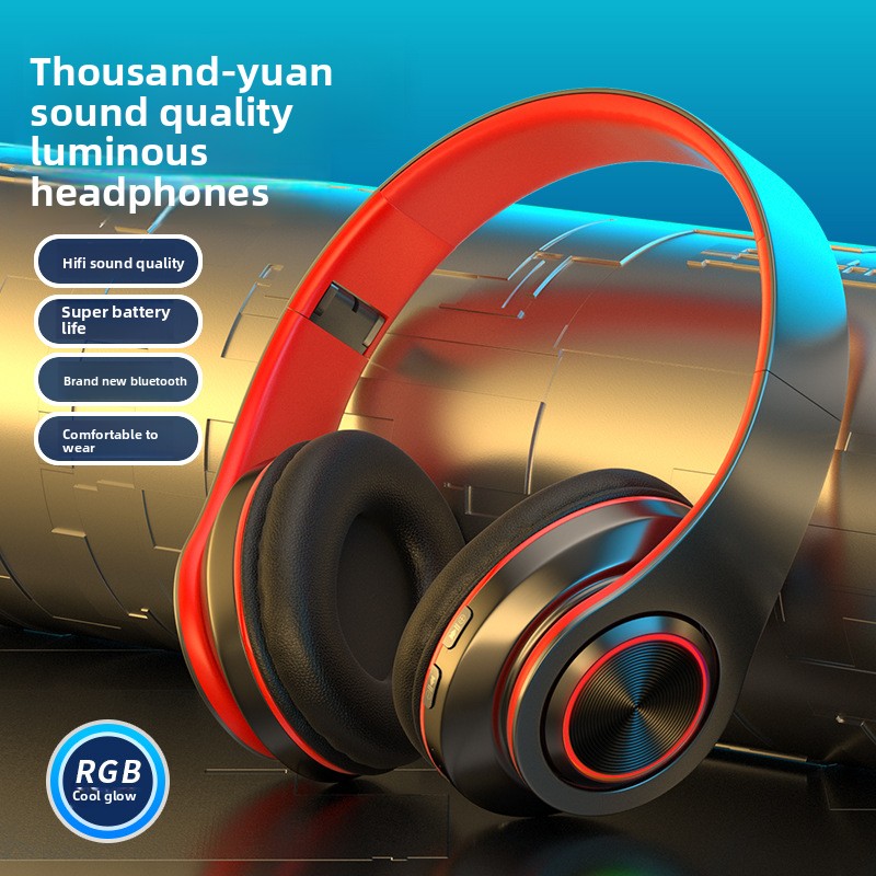 Cross-border Hot-Selling Light-Up Bluetooth Headphones Over-Ear Heavy Bass Wireless Sports Gaming Gift Headset_voghion.com