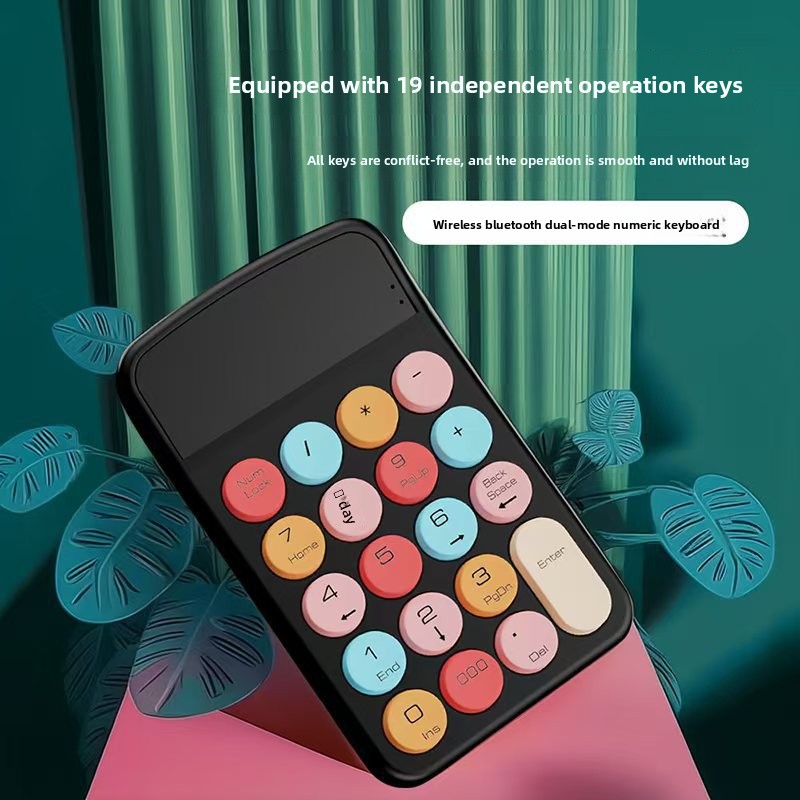 Wireless Bluetooth Dual-Mode Numeric Macaron Color Mini Punk Keyboard_voghion.com