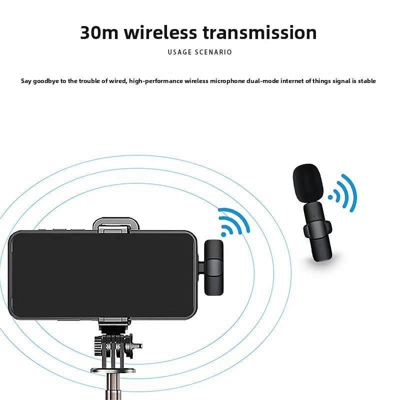 Microphone cravate sans fil K1, microphone à double canal avec réduction de bruit pour le streaming en direct et les vlogs (2026)._voghion.com