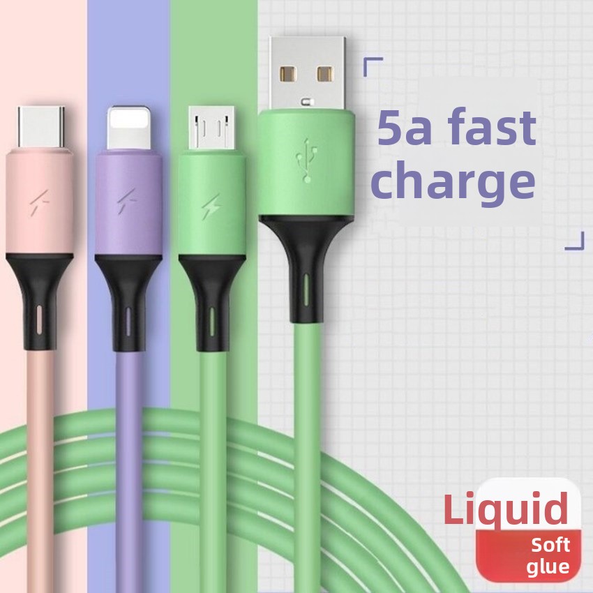 3-in-1 Liquid Silicone Data Cable For Android And Apple, Type-c, Multi-head Fast Charging Car Charger Cable_voghion.com