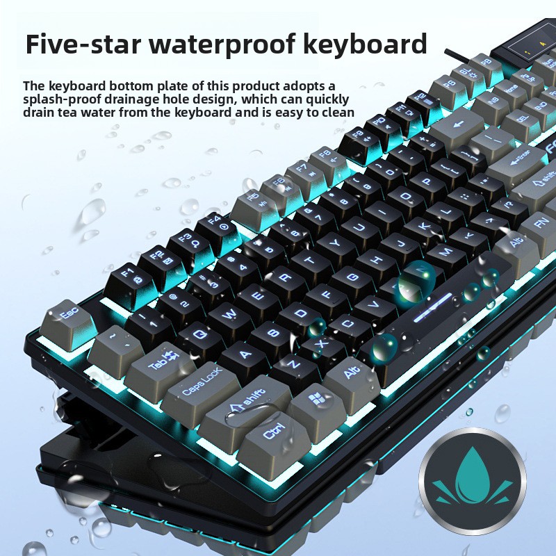 Color-blocking Gaming Wired Q8 Computer Keyboard, Illuminated E-sports Mechanical Feel Keyboard Wholesale_voghion.com