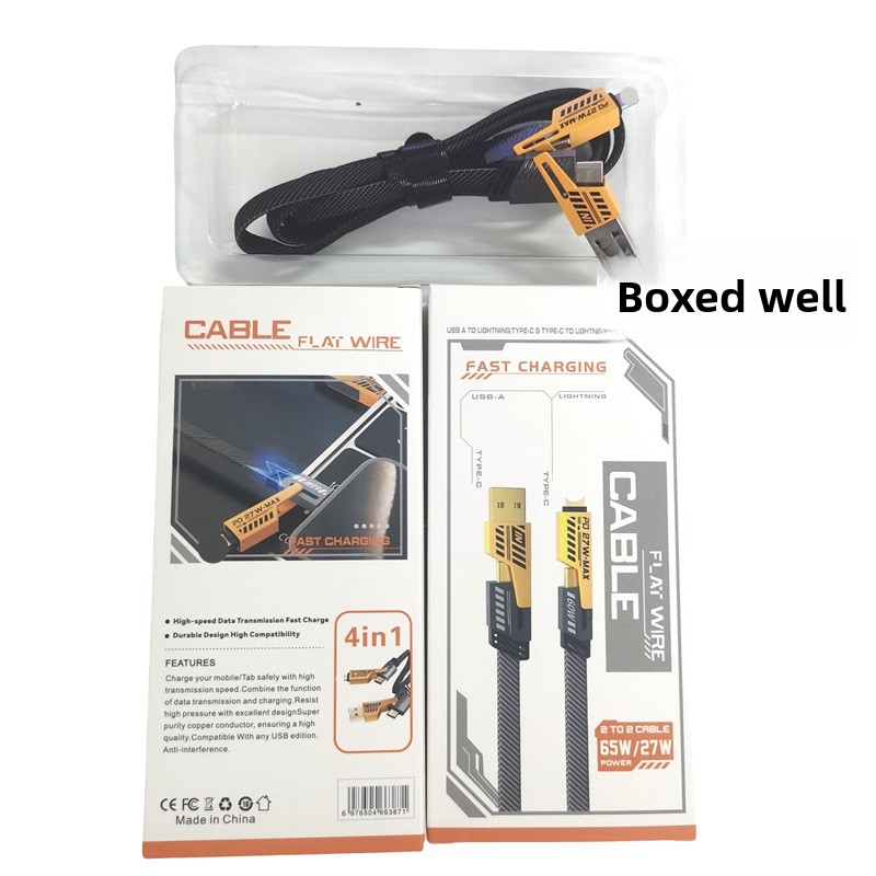 Cavo dati multifunzione meccanico quattro in uno a doppia porta, cavo di ricarica super veloce PD27 da 66 W_voghion.com