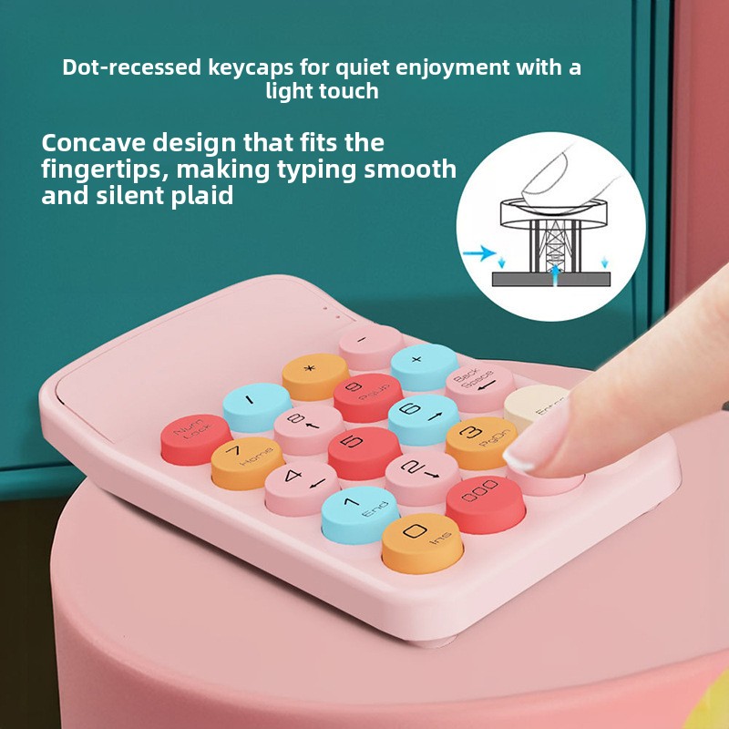 Wireless Bluetooth Dual-Mode Numeric Macaron Color Mini Punk Keyboard_voghion.com