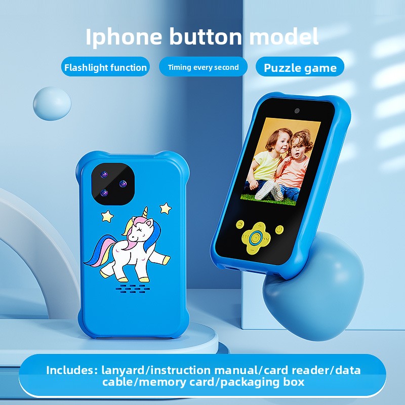 New Children's Smart Touch Unicorn Toy Cross-Mirror Mini Cartoon Digital Phone 2.8inch HD_voghion.com