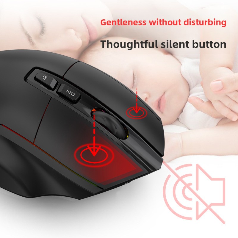 Bluetooth-Gaming-Maus mit drei Modi, USB-C-Ladefunktion, RGB-Beleuchtung und RGB-Beleuchtung (Großhandel)_voghion.com