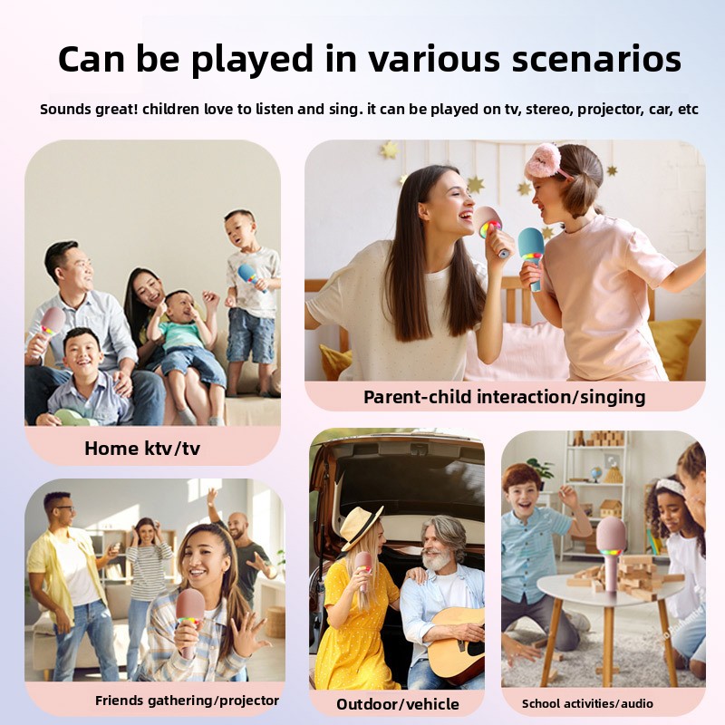 Microphone pour enfants L8, enceinte karaoké sans fil Bluetooth pour téléphones portables et téléviseurs : un best-seller international_voghion.com
