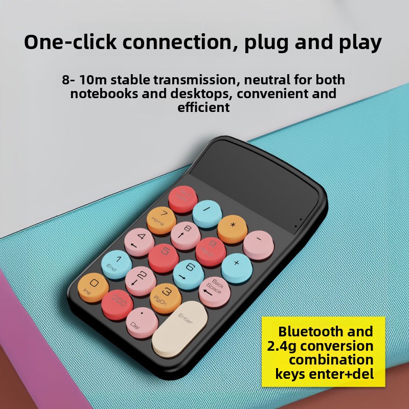 Wireless Bluetooth Dual-Mode Numeric Macaron Color Mini Punk Keyboard_voghion.com