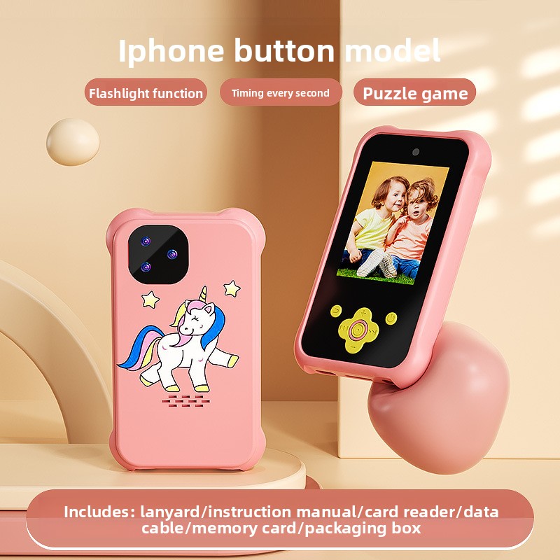 New Children's Smart Touch Unicorn Toy Cross-Mirror Mini Cartoon Digital Phone 2.8inch HD_voghion.com