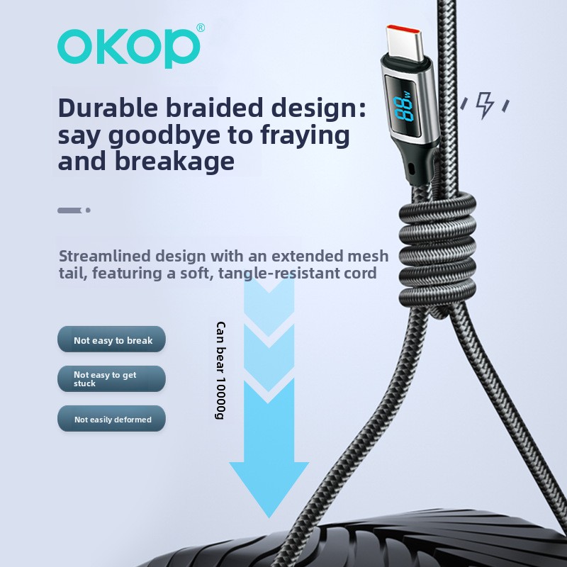 Das neue Datenkabel OKOP KP-316 ist für alle iPhone- und Huawei-Modelle mit Digitalanzeige und Schnellladefunktion geeignet._voghion.com
