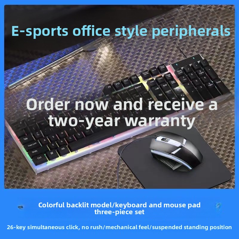 Set di tastiera e mouse da gioco cablati Punk Mechanical Feel per computer desktop e laptop, universali_voghion.com