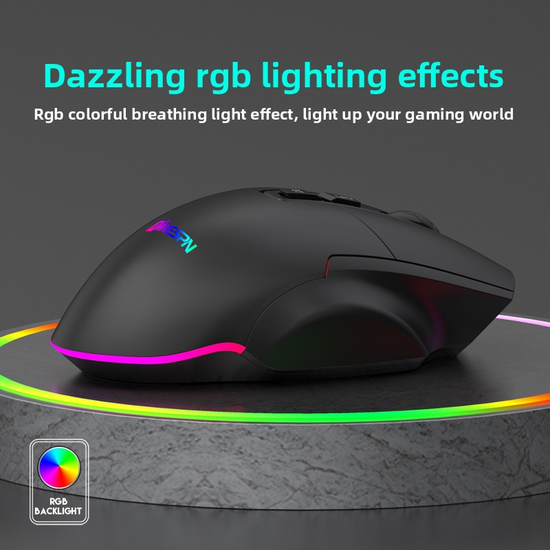 Bluetooth-Gaming-Maus mit drei Modi, USB-C-Ladefunktion, RGB-Beleuchtung und RGB-Beleuchtung (Großhandel)_voghion.com
