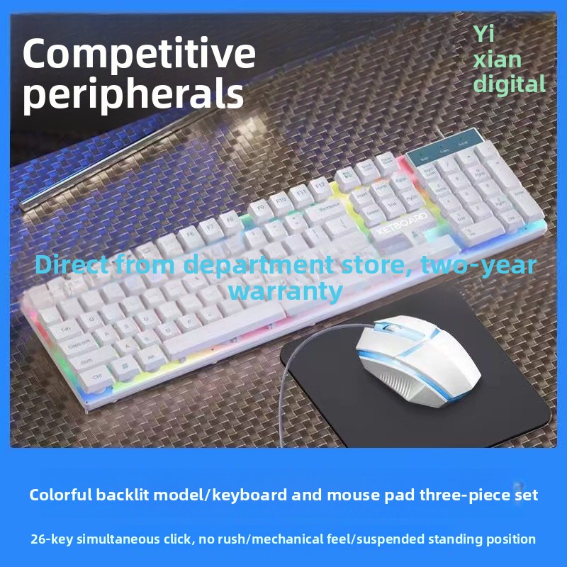 Set di tastiera e mouse da gioco cablati Punk Mechanical Feel per computer desktop e laptop, universali_voghion.com