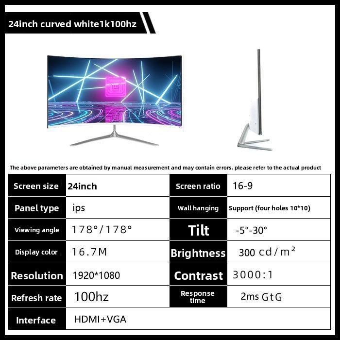 Monitor de computador de 24, 27 e 32 polegadas, 4K, 240 Hz, tela curva de alta definição IPS, para jogos, LCD 2K 144 Hz_voghion.com