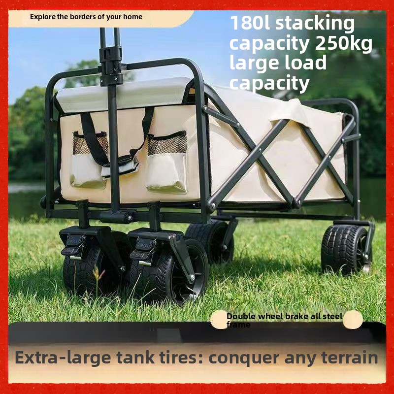 Faltbarer Handwagen für Camping, Picknick, Camping, Camping, Stall, kleiner Anhänger_voghion.com