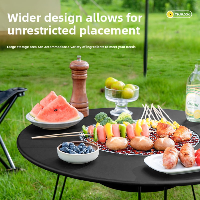 Bärbart camping picknick teset med hopfällbar kolgrill_voghion.com