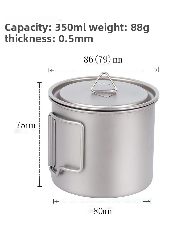 Pure Outdoor Camping Tableware Titanium Water Coffee Cup Mug Single Layer Foldable Boilable Lightweight Portable_voghion.com