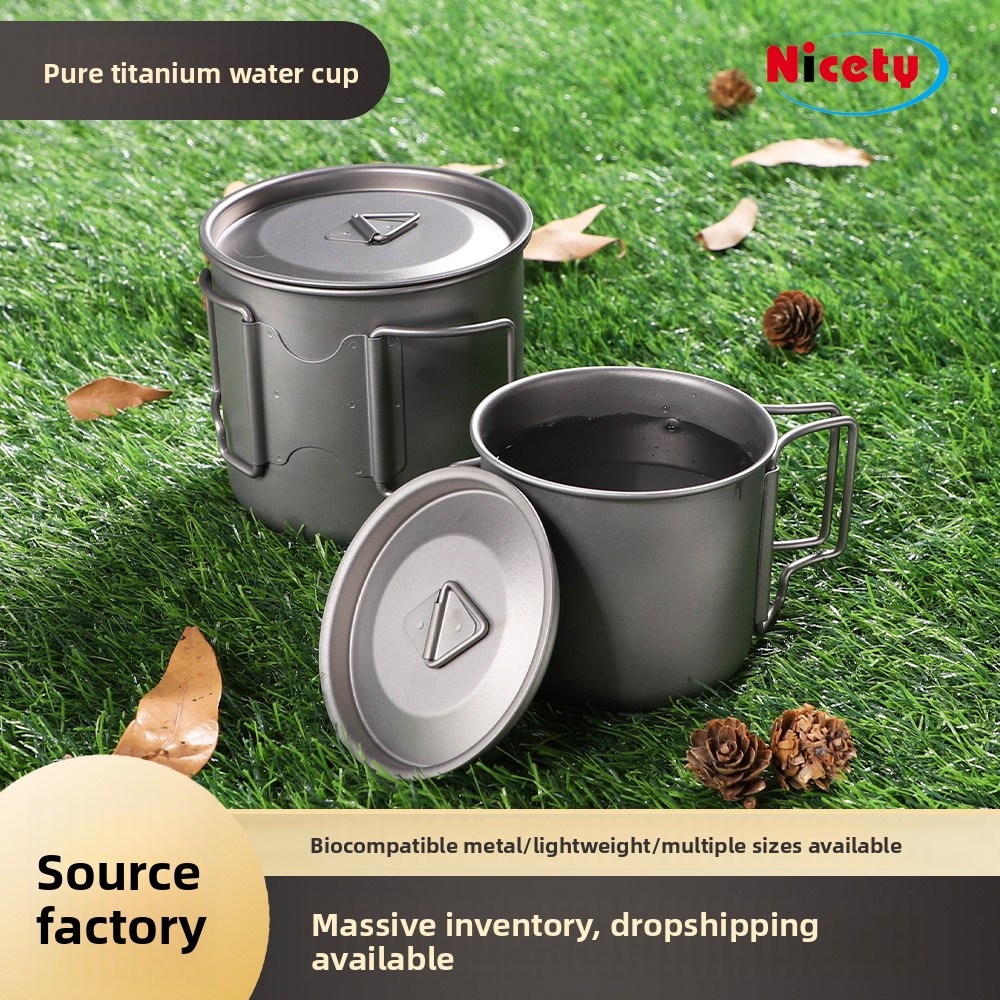 with Lid Pure Titanium Outdoor Mug Portable Camping Handle Foldable Travel Water Cup_voghion.com