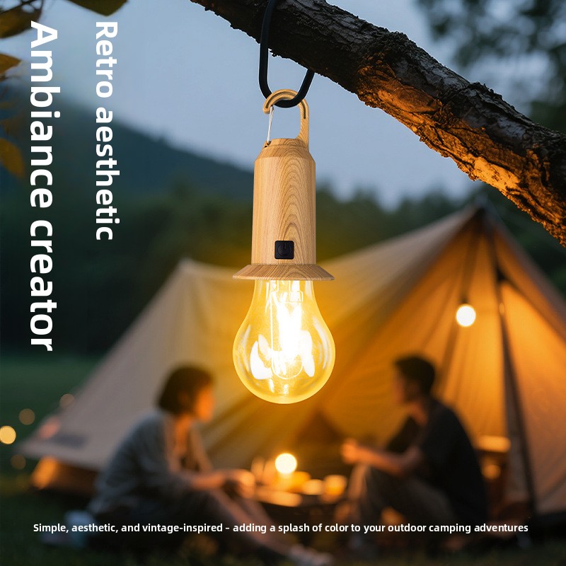 Outdoor Solar Light Portable Vintage Camping Bulb Rechargeable_voghion.com
