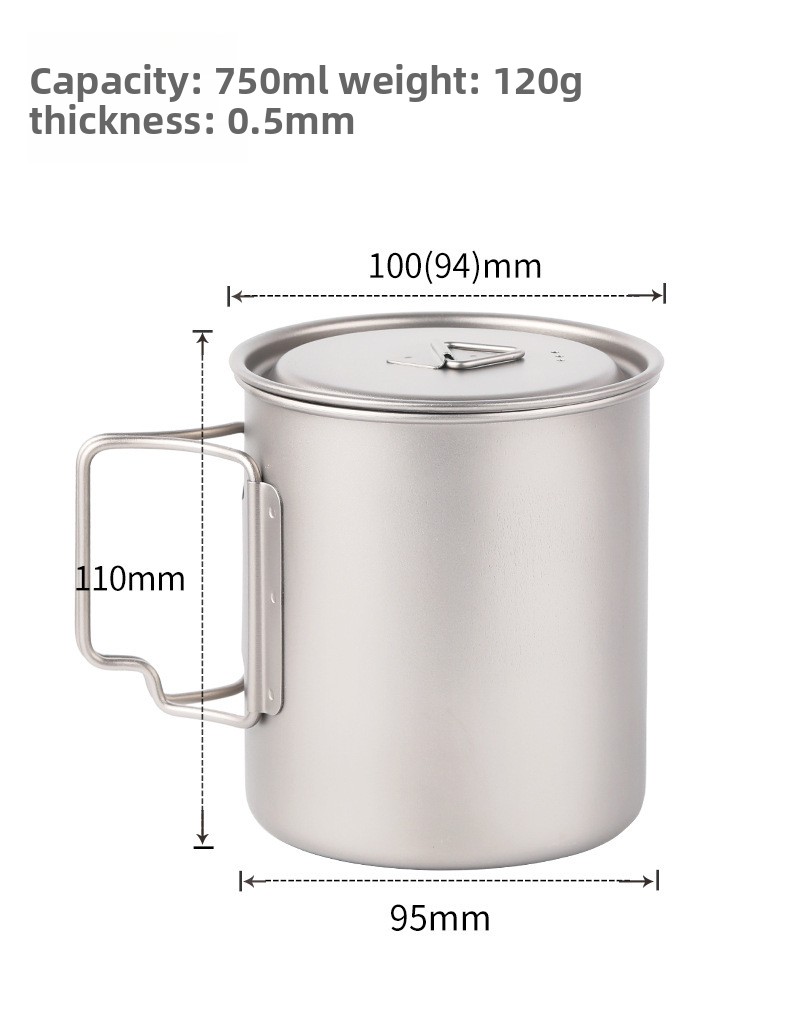 Pure Outdoor Camping Tableware Titanium Water Coffee Cup Mug Single Layer Foldable Boilable Lightweight Portable_voghion.com