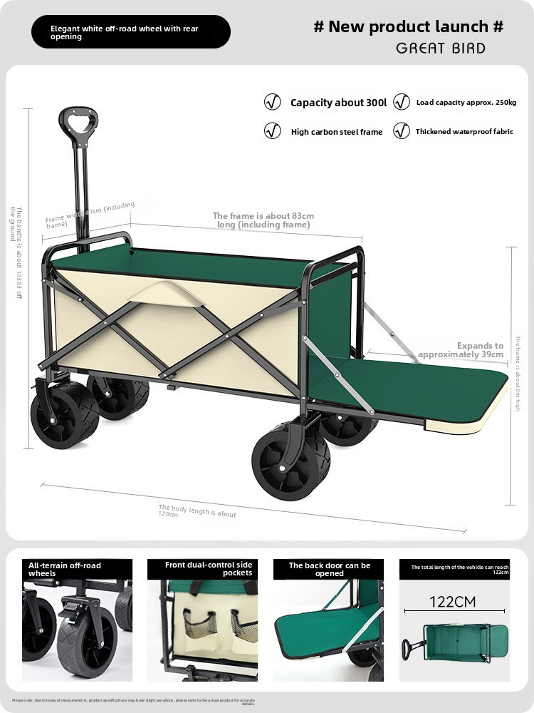 Hopfällbar campingvagn för utomhusstånd och picknick_voghion.com