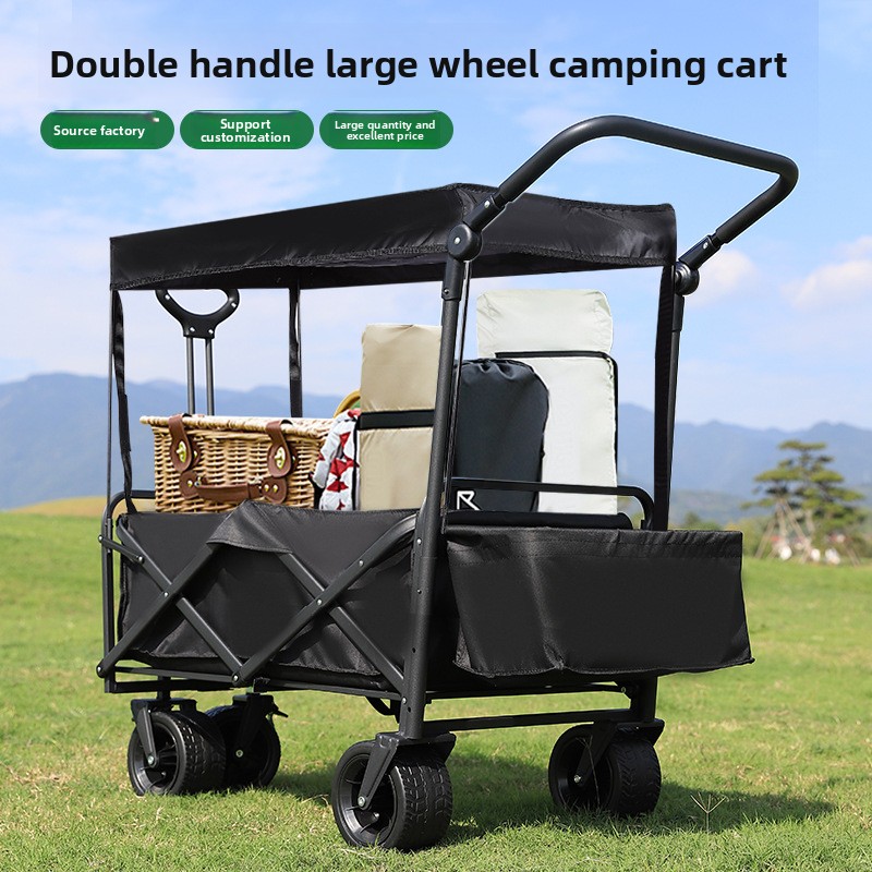 Outdoor Large Size For Kids Reclining Camping Stall Camp Foldable Storage Small Push Cart With Roof_voghion.com