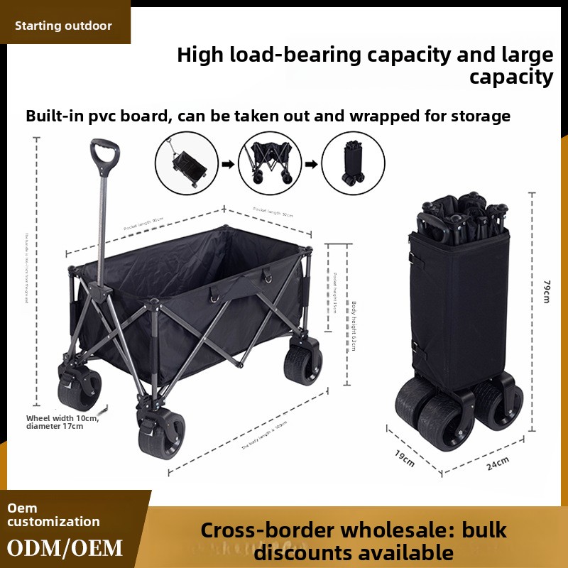 Outdoor Camping Kids With Table, Foldable Off-Road Wheel Camp Cart For Stalls_voghion.com