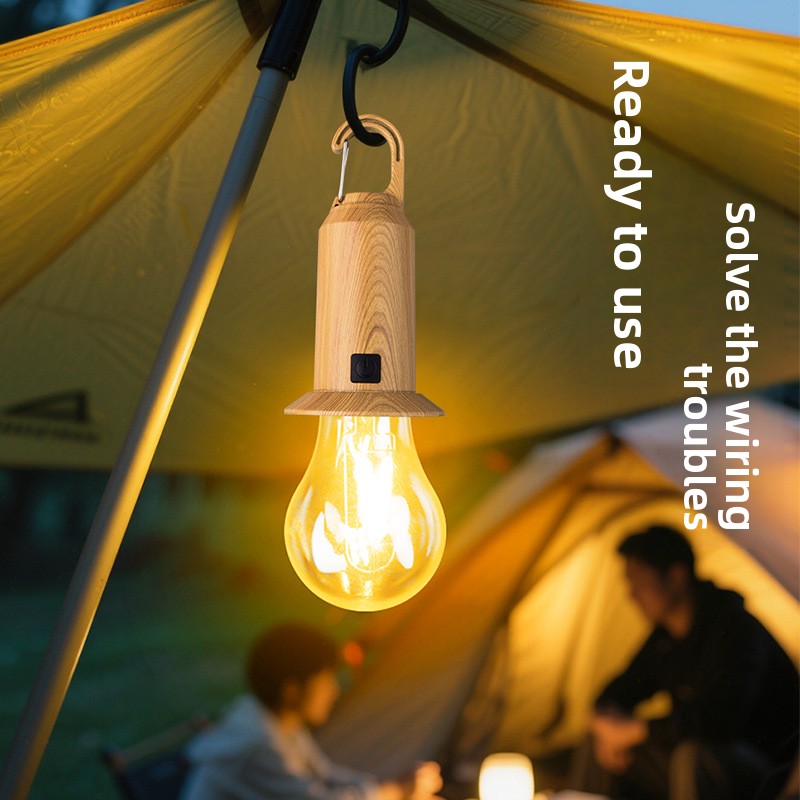 Outdoor Solar Light Portable Vintage Camping Bulb Rechargeable_voghion.com
