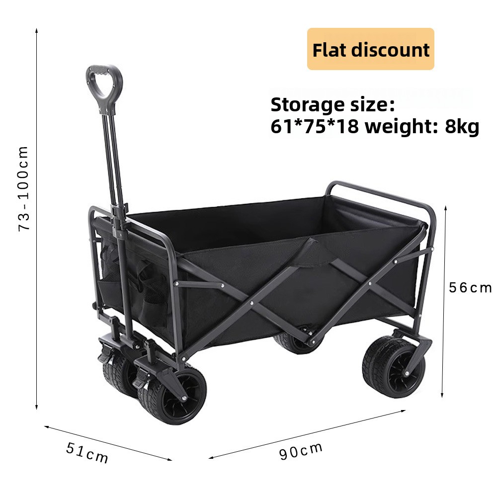 Compact Folding Camping Trolley All Terrain Four Wheel Pull Cart_voghion.com
