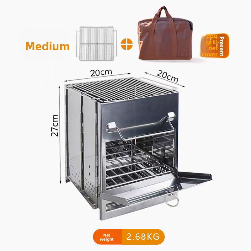 Draagbare camping houtskool bbq grill van rvs_voghion.com