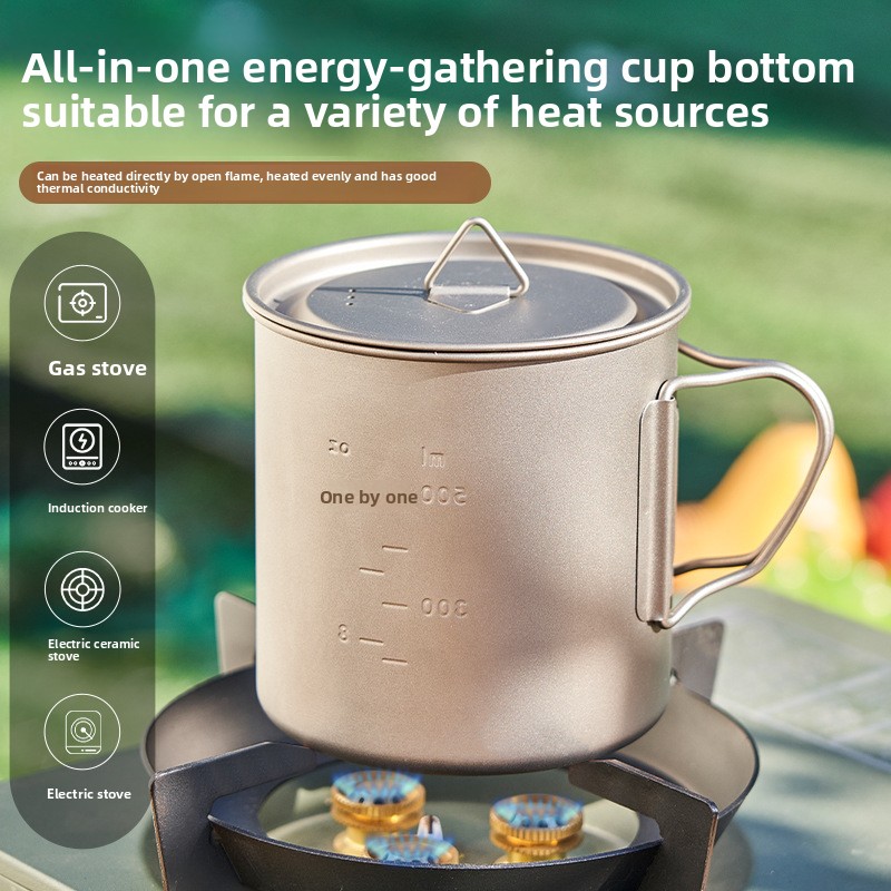 Tazza pieghevole in titanio per esterni, monostrato, portatile, da campeggio, leggera, ideale per il tè all'aperto._voghion.com