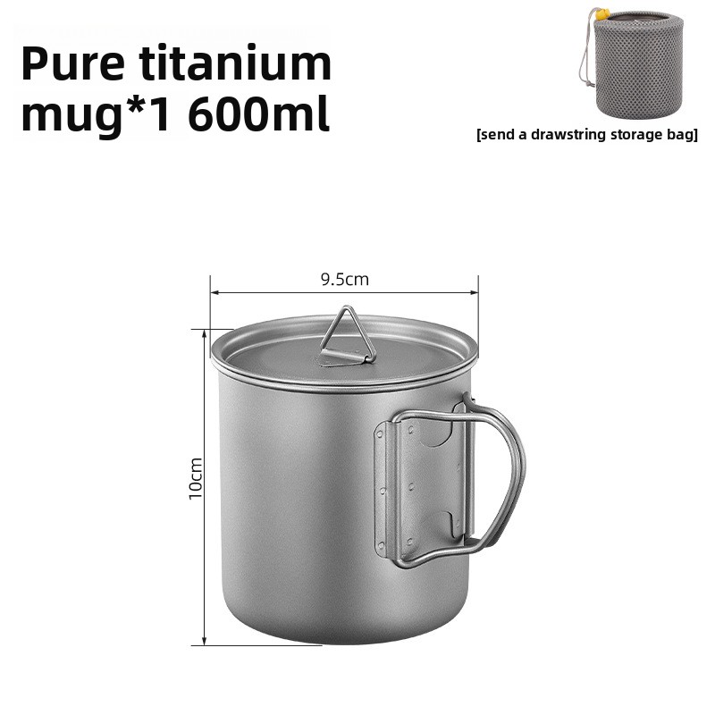 Tazza pieghevole in titanio per esterni, monostrato, portatile, da campeggio, leggera, ideale per il tè all'aperto._voghion.com