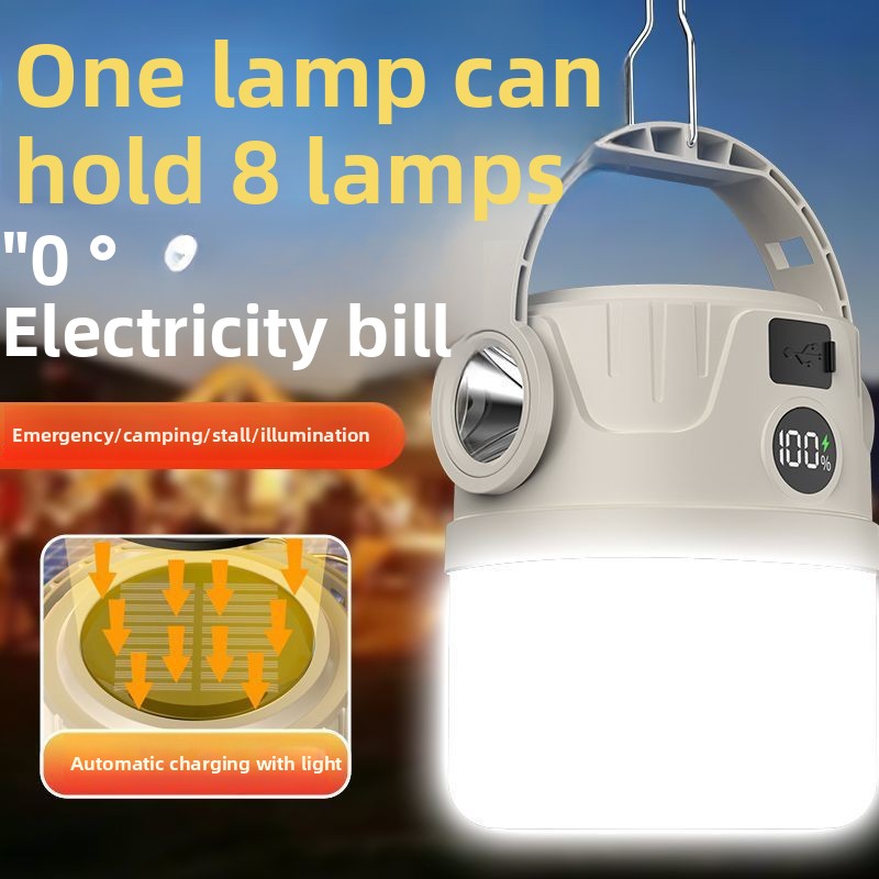 Solar Camping Lantern Rechargeable Outdoor Emergency Lighting Lamp_voghion.com