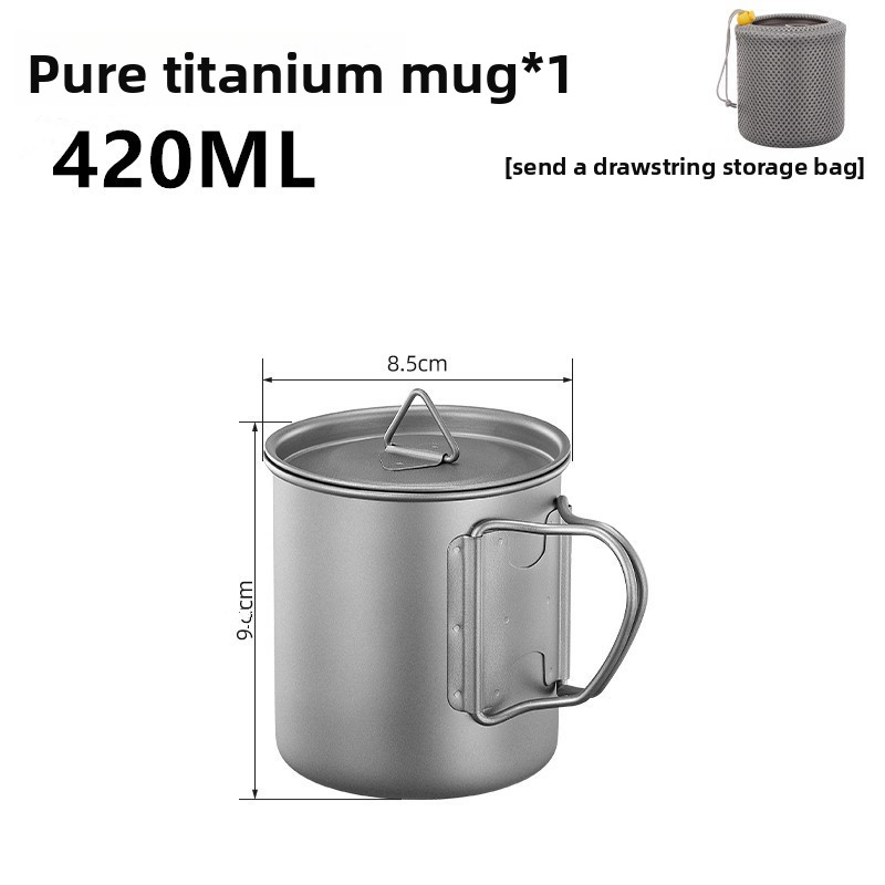 Tazza pieghevole in titanio per esterni, monostrato, portatile, da campeggio, leggera, ideale per il tè all'aperto._voghion.com