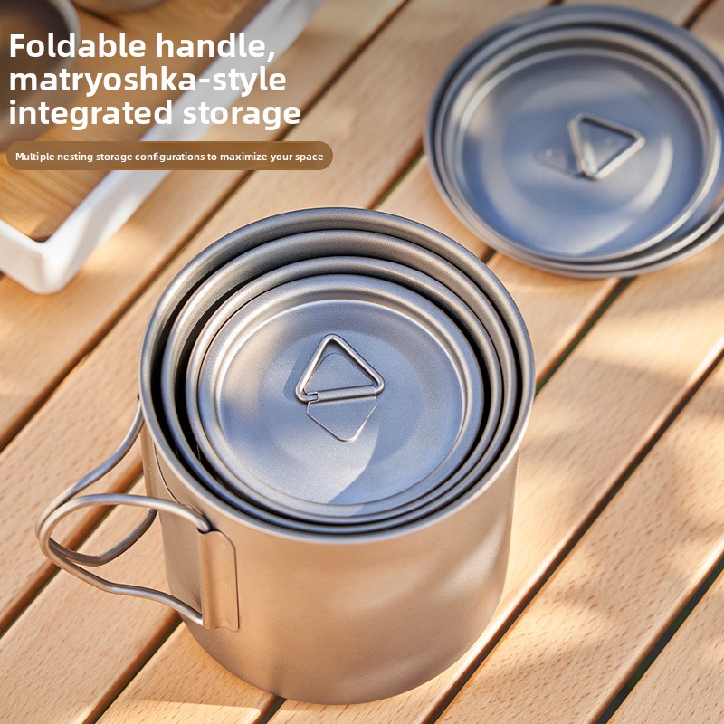 Tazza pieghevole in titanio per esterni, monostrato, portatile, da campeggio, leggera, ideale per il tè all'aperto._voghion.com