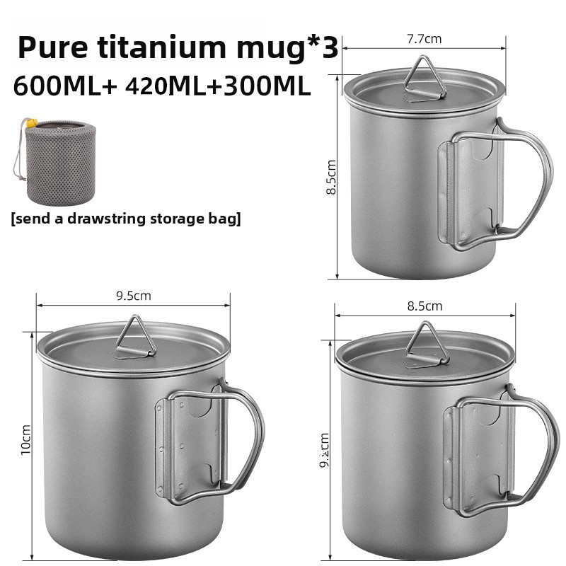 Tazza pieghevole in titanio per esterni, monostrato, portatile, da campeggio, leggera, ideale per il tè all'aperto._voghion.com