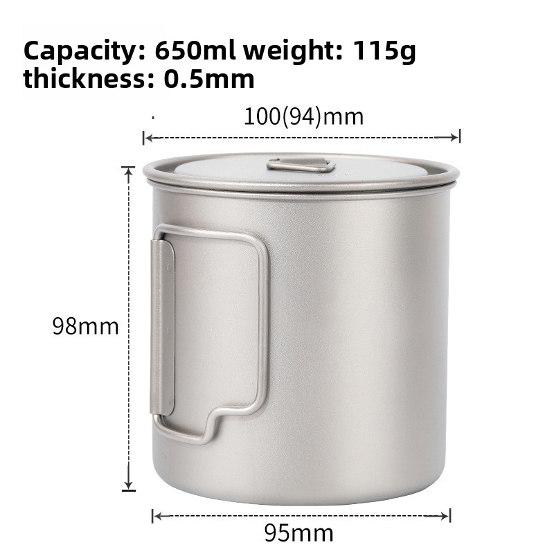 Pure Outdoor Camping Tableware Titanium Water Coffee Cup Mug Single Layer Foldable Boilable Lightweight Portable_voghion.com