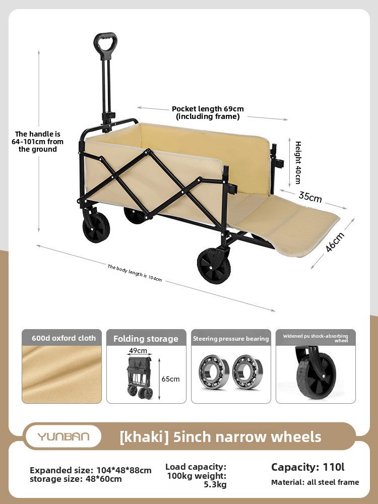 Fällbar utomhus campingvagn med bord för picknick_voghion.com