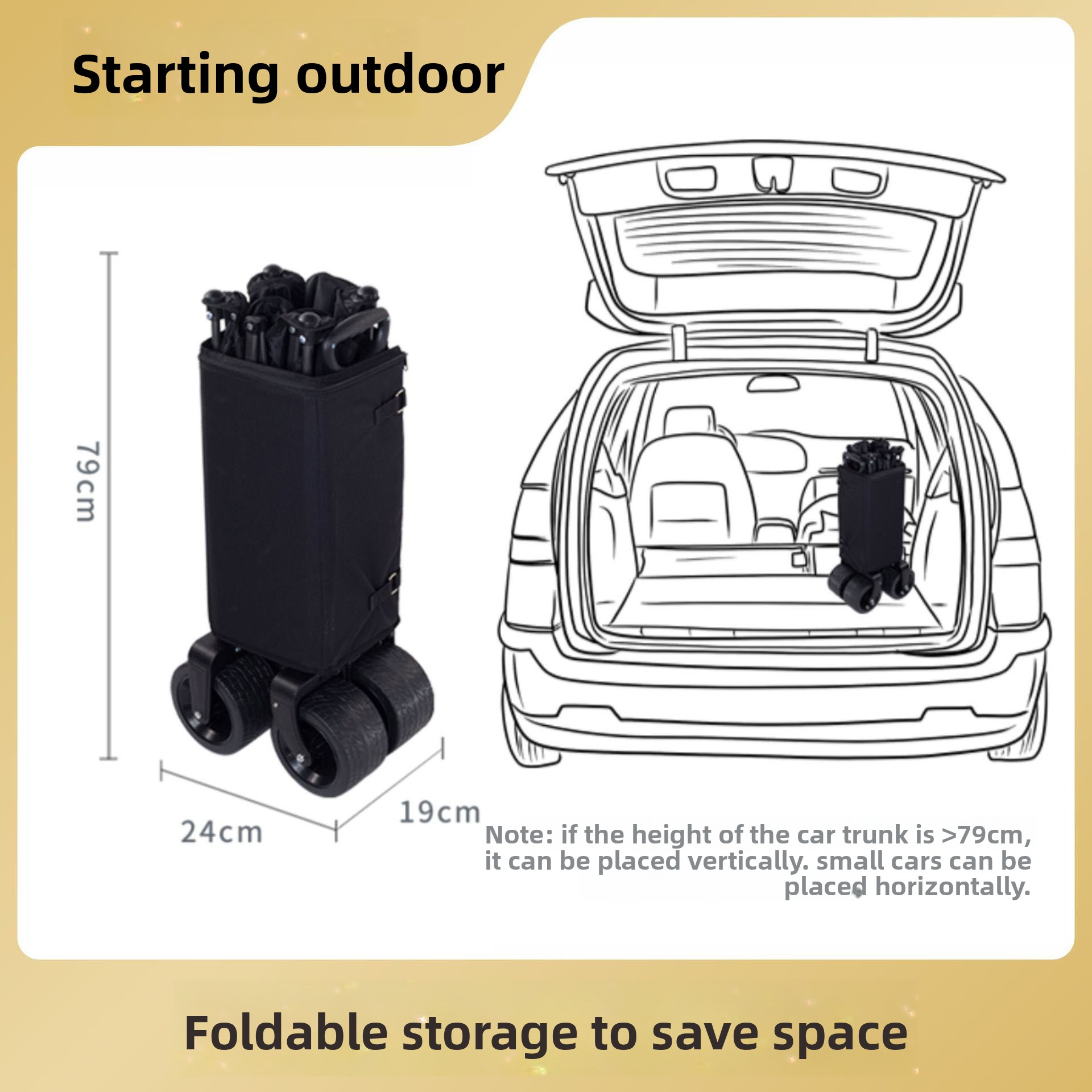 Foldable Camping Cart With Table For Kids And Off-road Wheels_voghion.com
