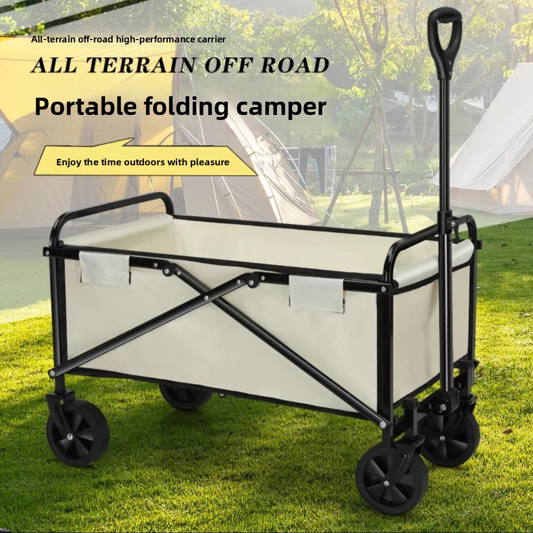 Chariot pliable portable pour pique-nique, petit chariot à pousser ou à tirer, idéal pour le camping et les activités de plein air._voghion.com