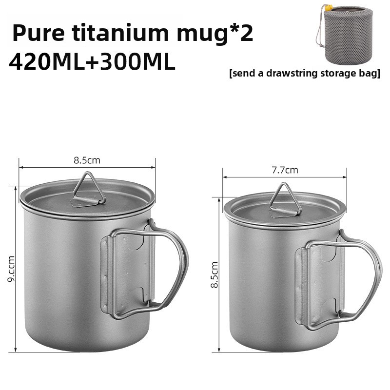 Tazza pieghevole in titanio per esterni, monostrato, portatile, da campeggio, leggera, ideale per il tè all'aperto._voghion.com