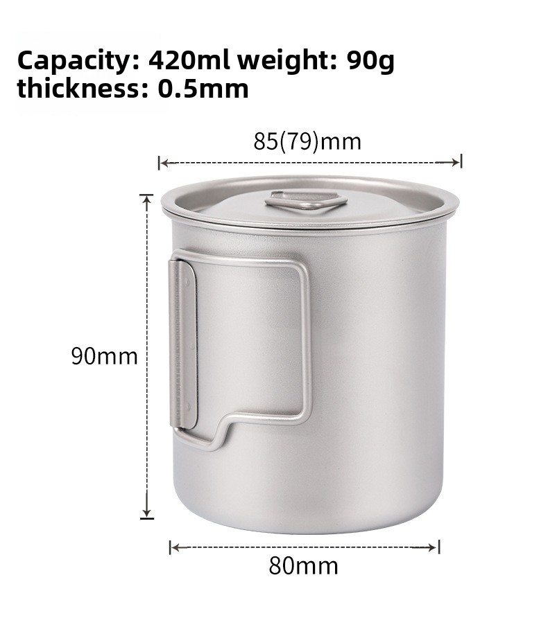 Pure Outdoor Camping Tableware Titanium Water Coffee Cup Mug Single Layer Foldable Boilable Lightweight Portable_voghion.com