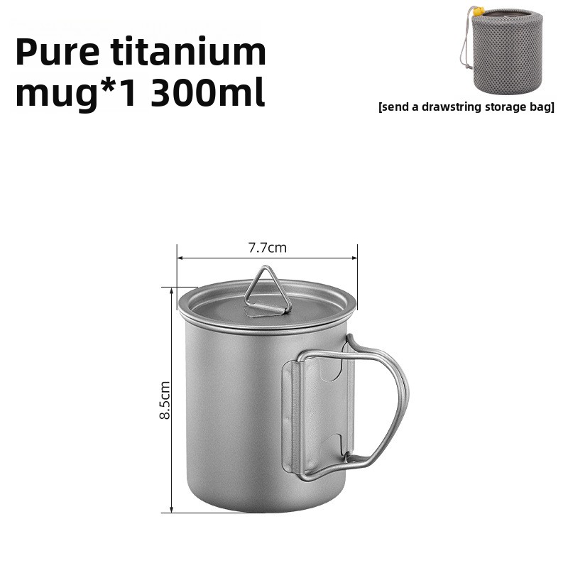 Tazza pieghevole in titanio per esterni, monostrato, portatile, da campeggio, leggera, ideale per il tè all'aperto._voghion.com