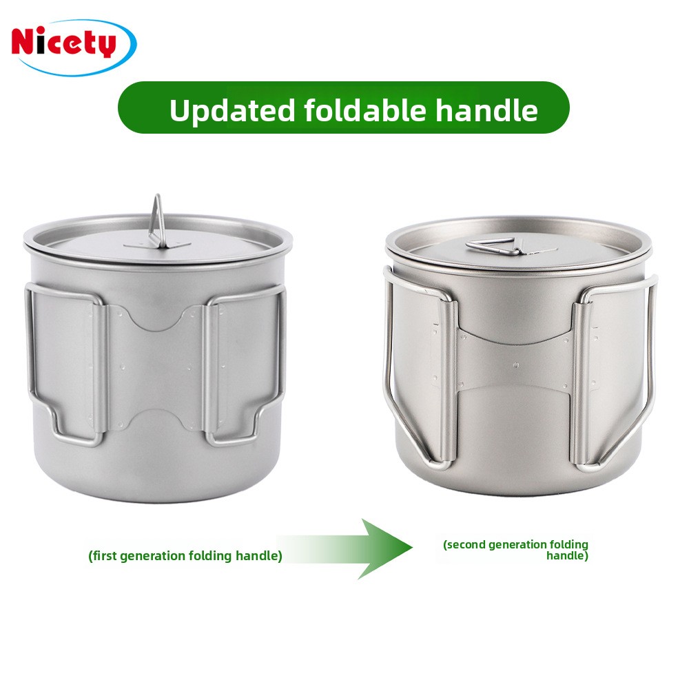Pure Titanium Outdoor Mug With Lid And Foldable Handle For Camping_voghion.com
