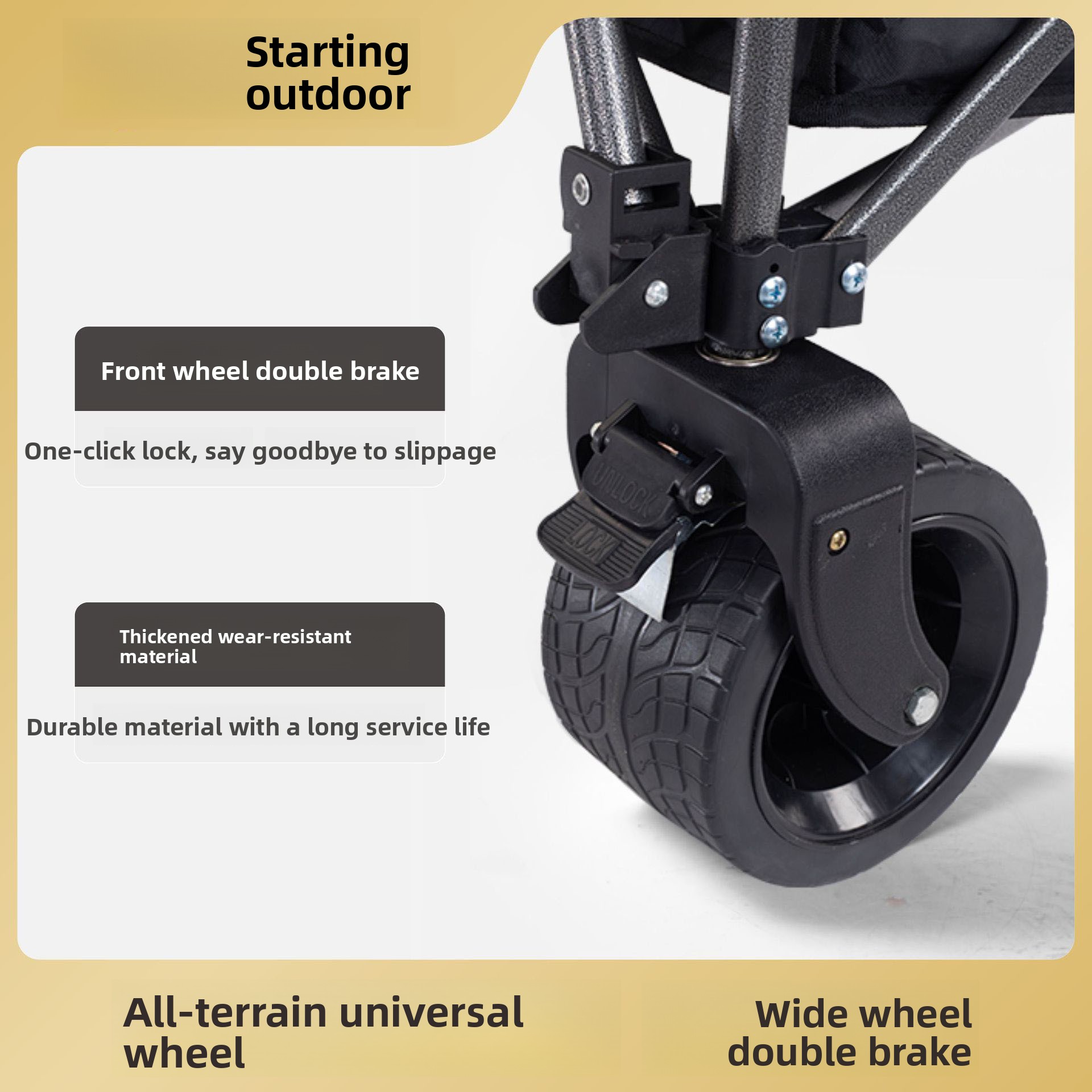 Foldable Camping Cart With Table For Kids And Off-road Wheels_voghion.com