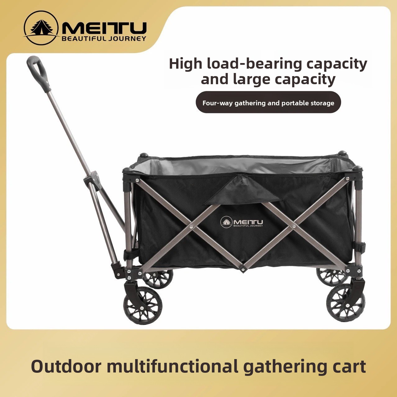 Chariot de camping pliable et léger pour courses et extérieur_voghion.com