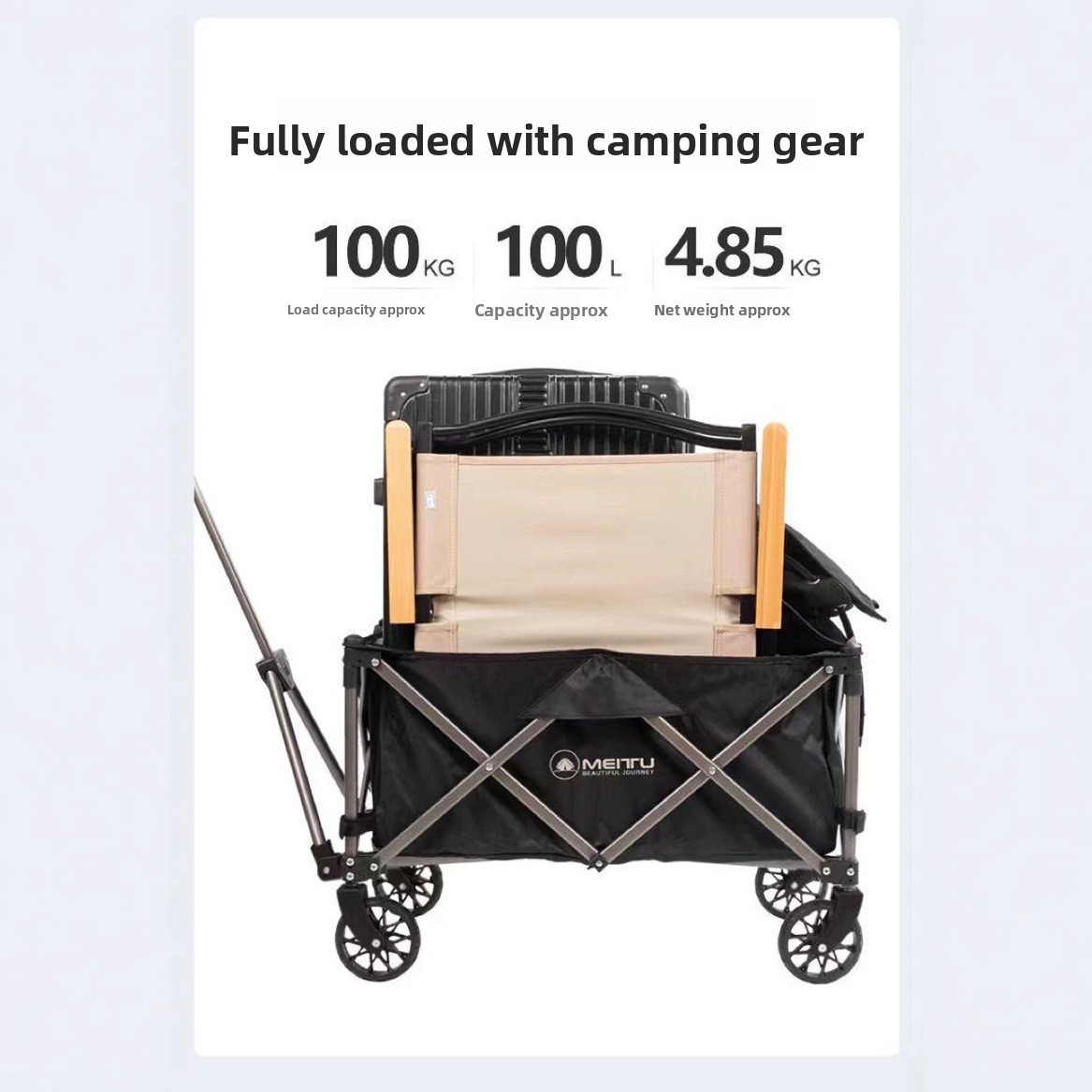 Chariot de camping pliable et léger pour courses et extérieur_voghion.com