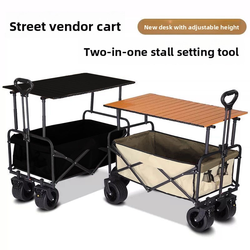 Adjustable Camp Trailer Outdoor Foldable Camping Handcart Picnic Stall Small Cart_voghion.com