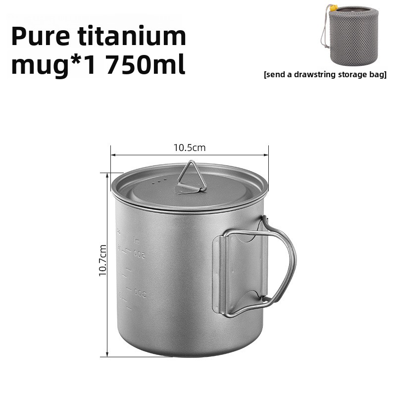 Tazza pieghevole in titanio per esterni, monostrato, portatile, da campeggio, leggera, ideale per il tè all'aperto._voghion.com