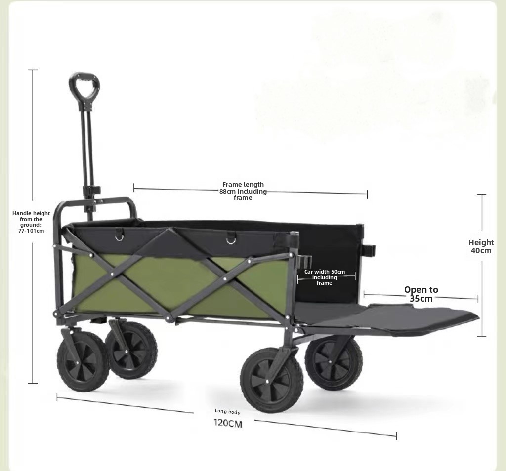 Portable Foldable Camping Cart Large Capacity Outdoor Trolley_voghion.com