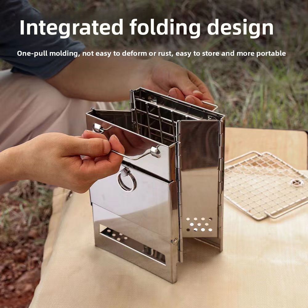 Draagbare camping houtskool bbq grill van rvs_voghion.com